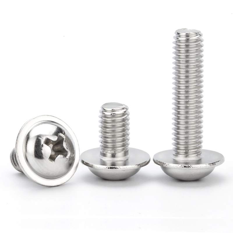 304不锈钢十字圆头自带垫片小螺丝钉带垫带介子螺钉M2M3M4M5M6M8
