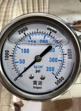 0-350kg/cm2 0-5000psi leipai 轴向压力表 耐震 无边螺纹ZG1/4
