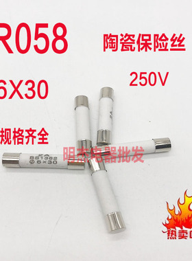 陶瓷保险丝管R058 RO58 6*30  2A1A10A25A30A熔断器熔芯100只一盒