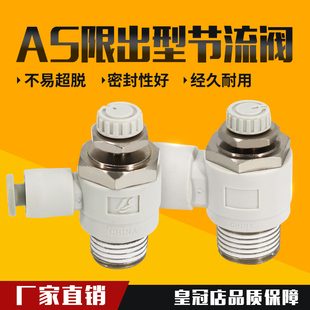 AS限出型直角节流阀调节接头AS1201F/2201F/3201F/4201F气动接头