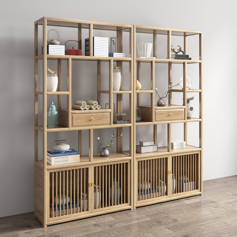 原木色博古架实新中式多