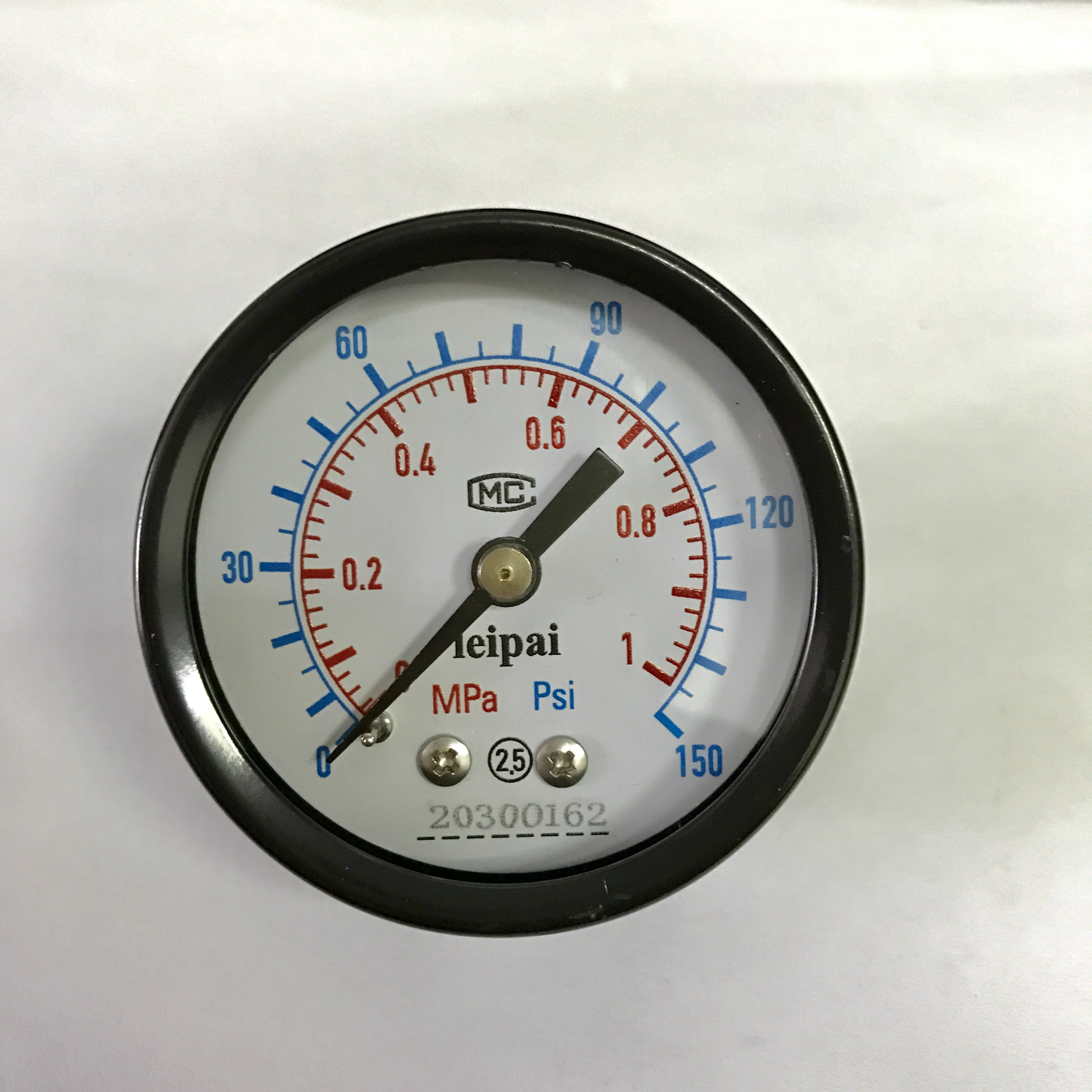 直径50mm 背接式压力表 压力0～1mpa/0～150psi 螺纹10mm zG1/8