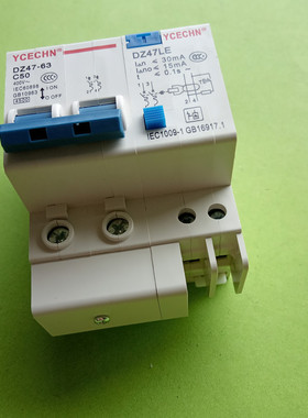 2P50A漏电保护器断路器C50 电盒电闸过载短路漏电跳闸 空开带漏保