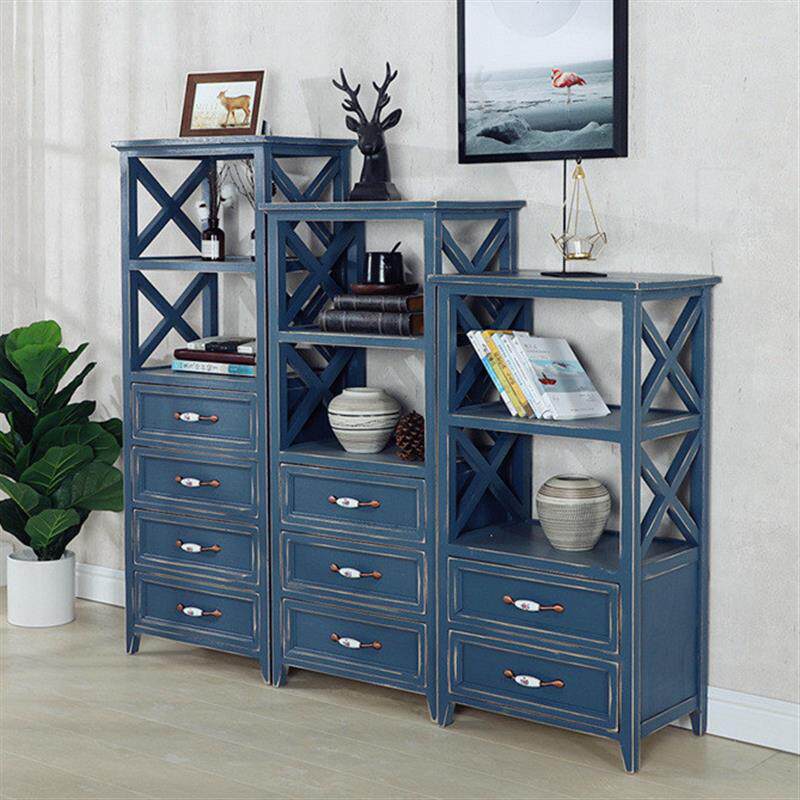 一件地中海斗柜收纳储物柜美式复古做旧客厅阳台柜实木书架