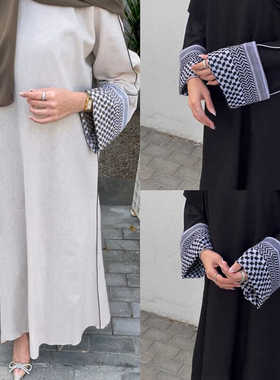 阿拉伯马来民族风土耳其迪拜及脚踝拼接长袍长裙 Arab Women Robe