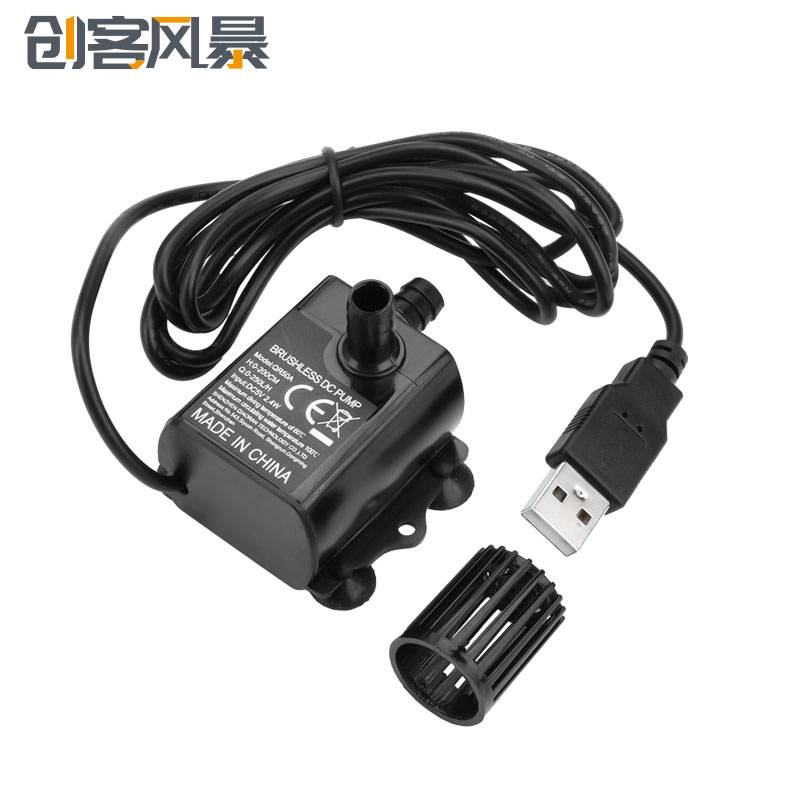 DC5V直流250L/H无刷小水泵3米迷你微型鱼缸饮水机太阳能高压水泵