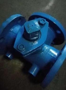 上海沪工BX44W-16C铸钢保温三通法兰旋塞阀门沥青专用DN50 65 80