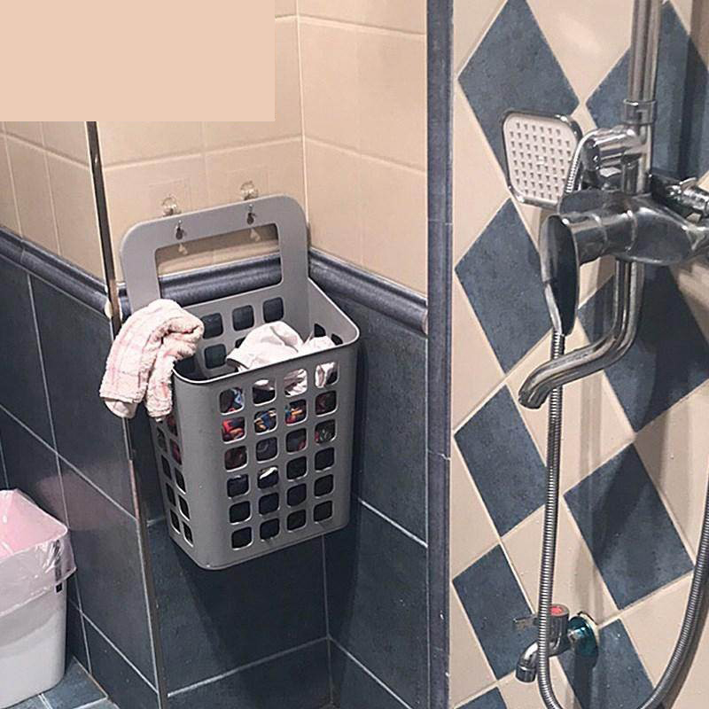 脏衣服收纳冲凉房挂墙卫生间置物架壁挂浴室挂篮洗澡放衣服的架子