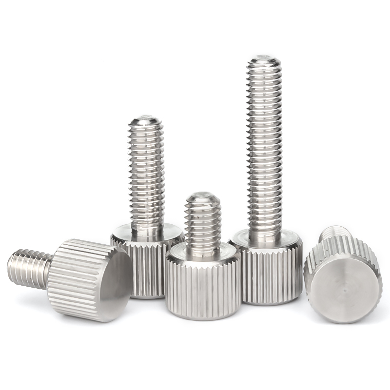 不锈钢滚花手拧螺丝柱平