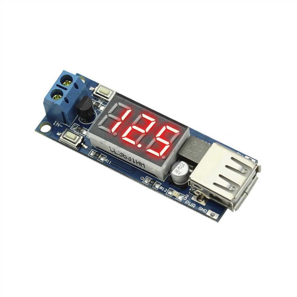 USB数字显示降压电源模块DC-DC车载电瓶电压表+5VUSB手机充电稳压