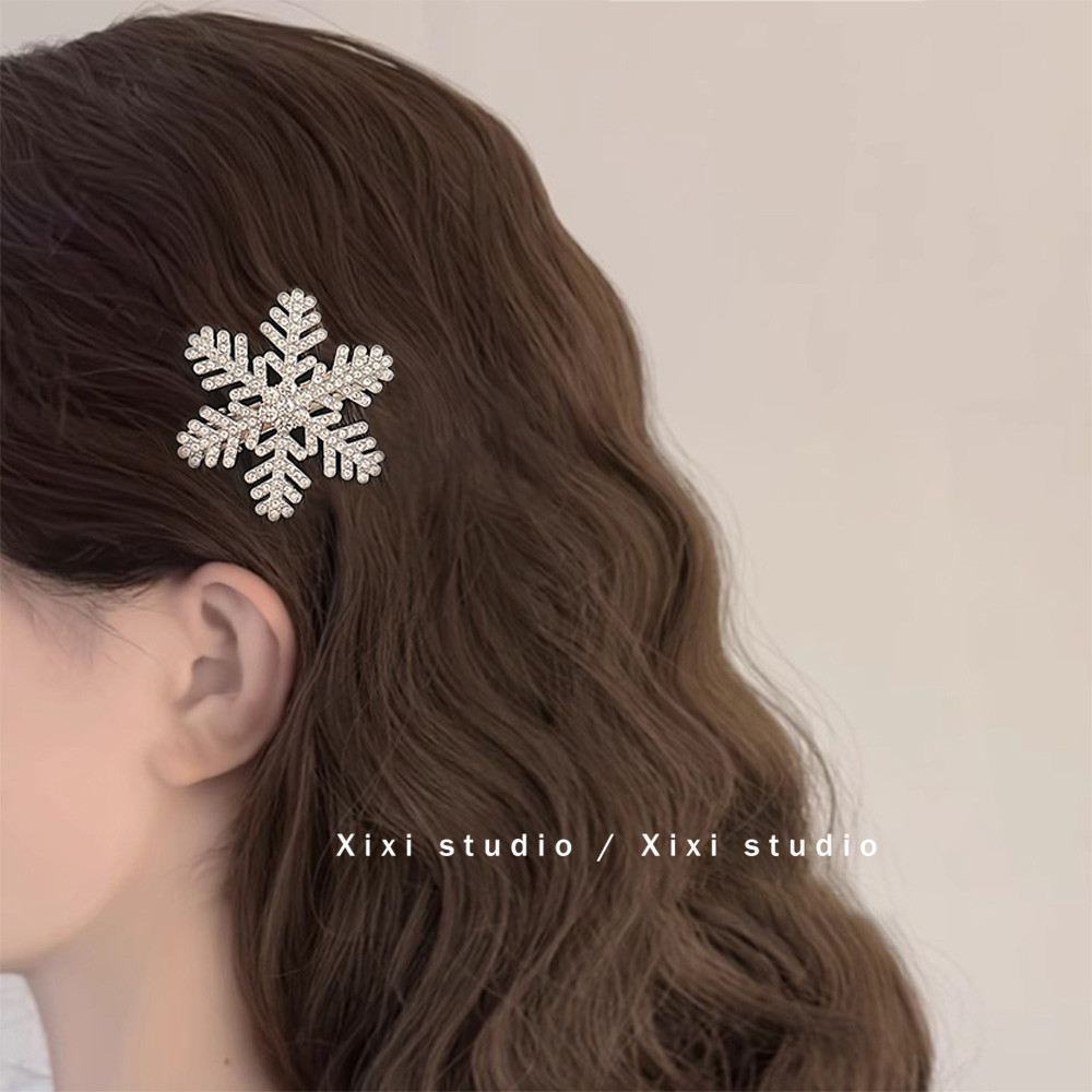 初雪氛围！超闪水钻发夹！侧边刘海夹女碎发鸭嘴夹发卡夹子头饰