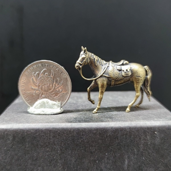 黄铜白马坐骑动物微缩模
