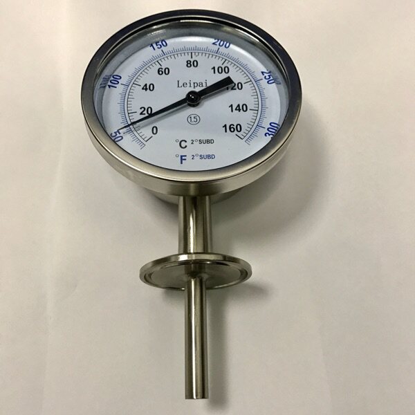 0-160度 双金属温度计 中英文双刻度温度指示 法兰盘直径50.5mm