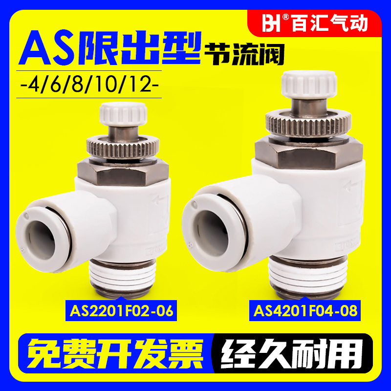 AS限出型直角节流阀调节接头AS1201F/2201F/3201F/4201F气动接头