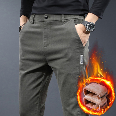 春秋款春季男款加绒加厚休闲裤男士中年爸爸2024新款男裤子秋冬季