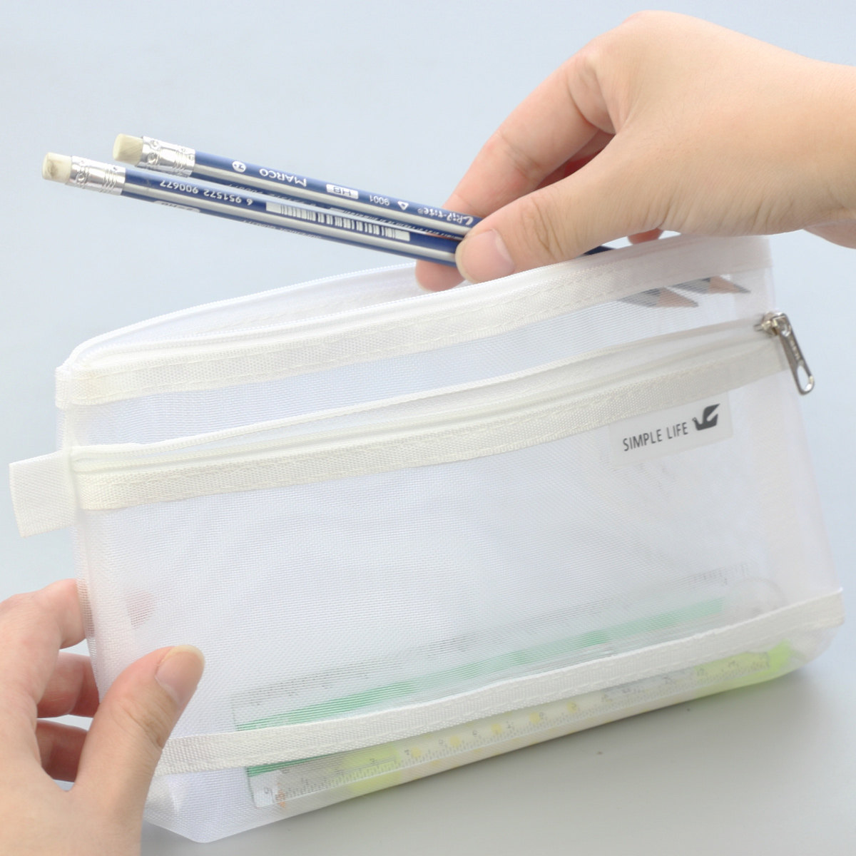 巨门状元网纱笔袋大容量考试便携用笔袋简约透明笔袋拉链网格袋子,农机/农具/农膜,叉,淘宝优惠券,粉丝福利购,淘宝优惠卷