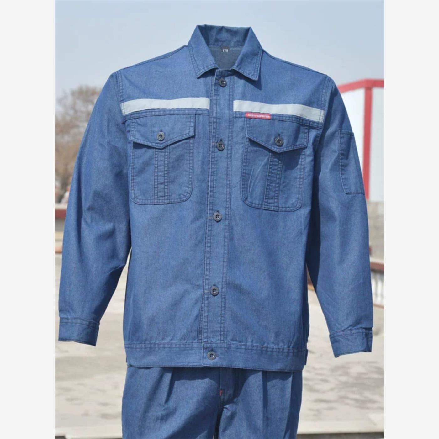 夏季薄款牛仔工作服套装男劳保服焊工工地劳动结实耐磨电工电焊服