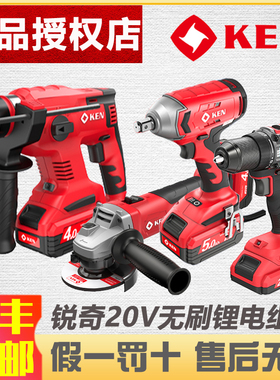 【20V组合】锐奇锂电充电电锤角磨机电钻电扳手全家福7220/2120