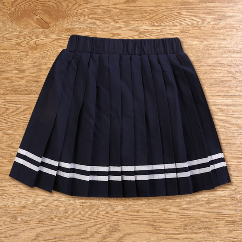 儿童裙子女童短裙藏青色百褶裙中小学生裙女孩子学院风校服表演裙