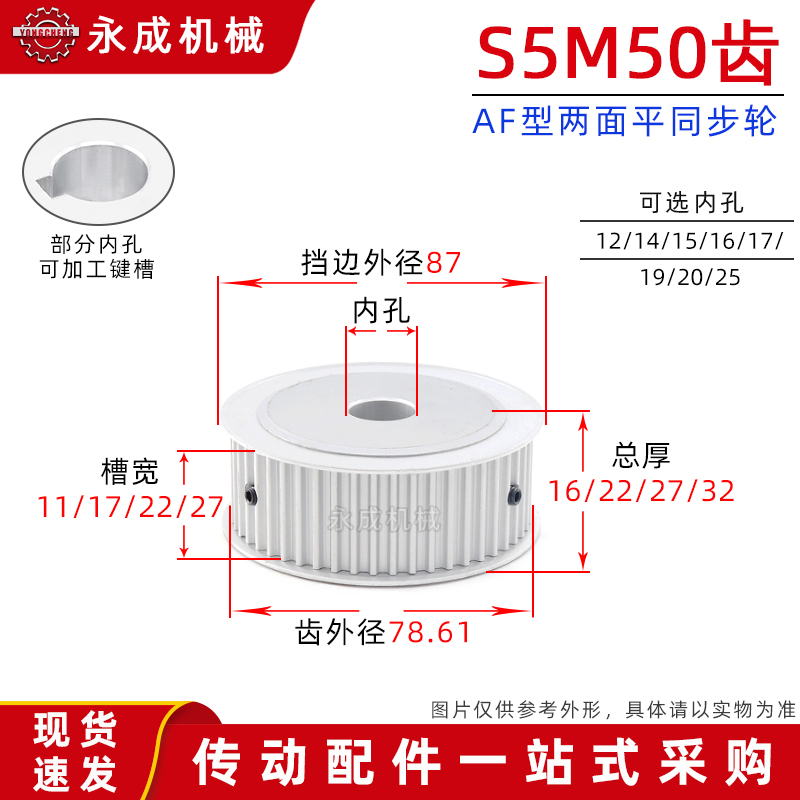 无台齿两面平同步轮槽宽