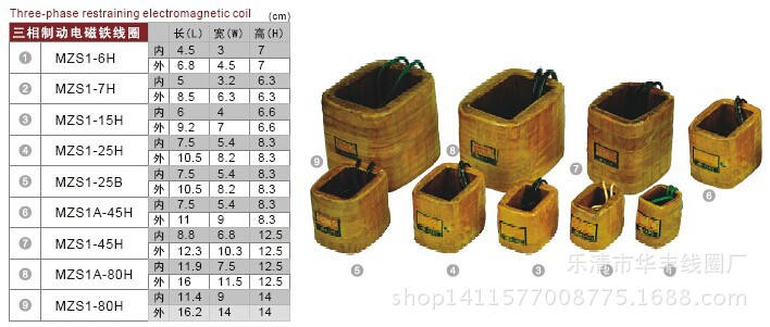 三相制动电磁铁线圈MZS1(A)-6H/7H/15H/25H/25B/45H/80H全铜国标A