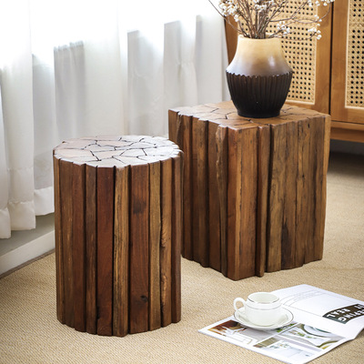 侘寂风根雕凳子泰国老柚