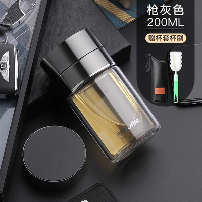 茶水分离杯防摔耐热男士个人专用泡茶叶水杯高档加厚双层玻璃杯子