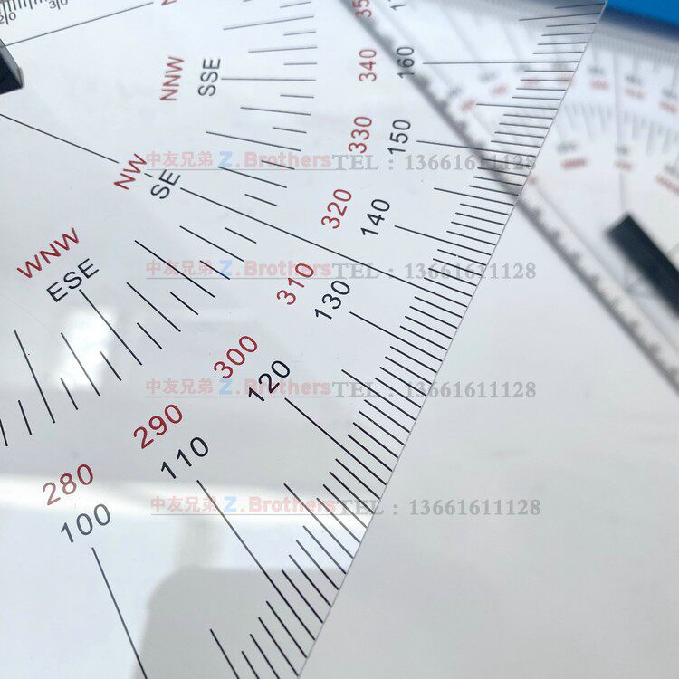 IMPA371008船用三角板 航海三角尺 海图三角尺 300mm 航道 带手柄
