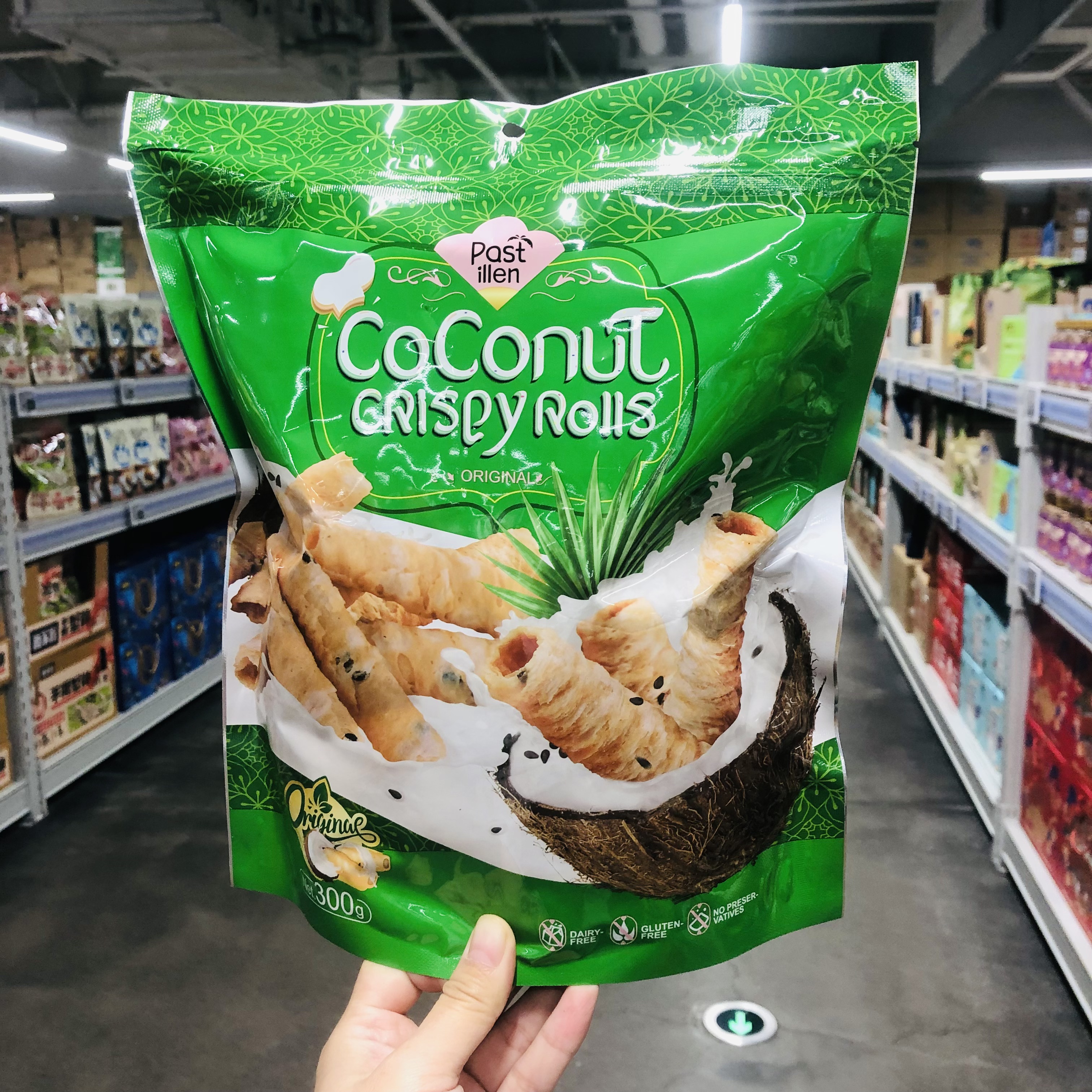 麦德龙代购PASTILLEN原味椰子脆卷300g蛋卷饼干零食休闲追剧泰国