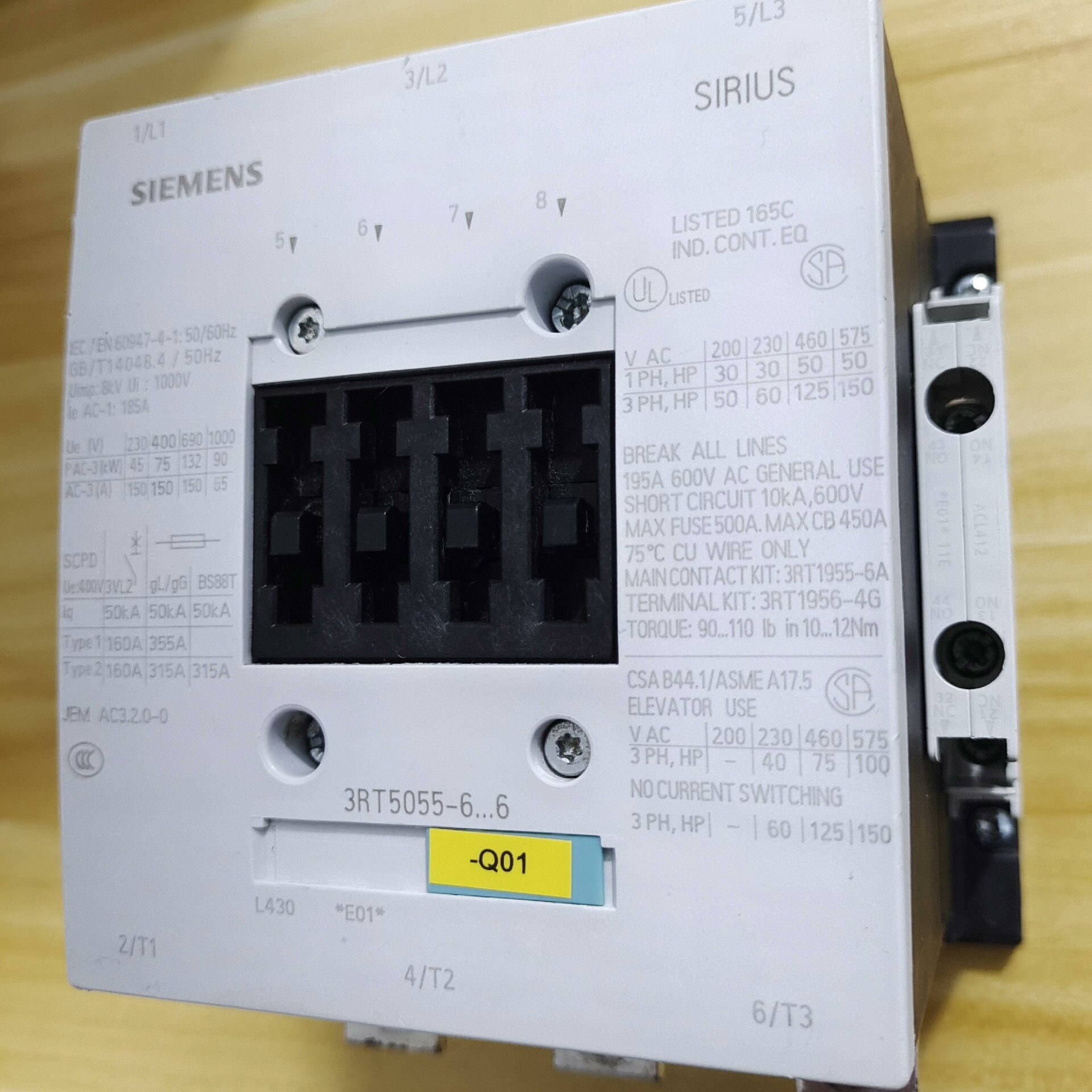 SIMENS西门子接触器3RT5055-6AP36拆机现货实议价