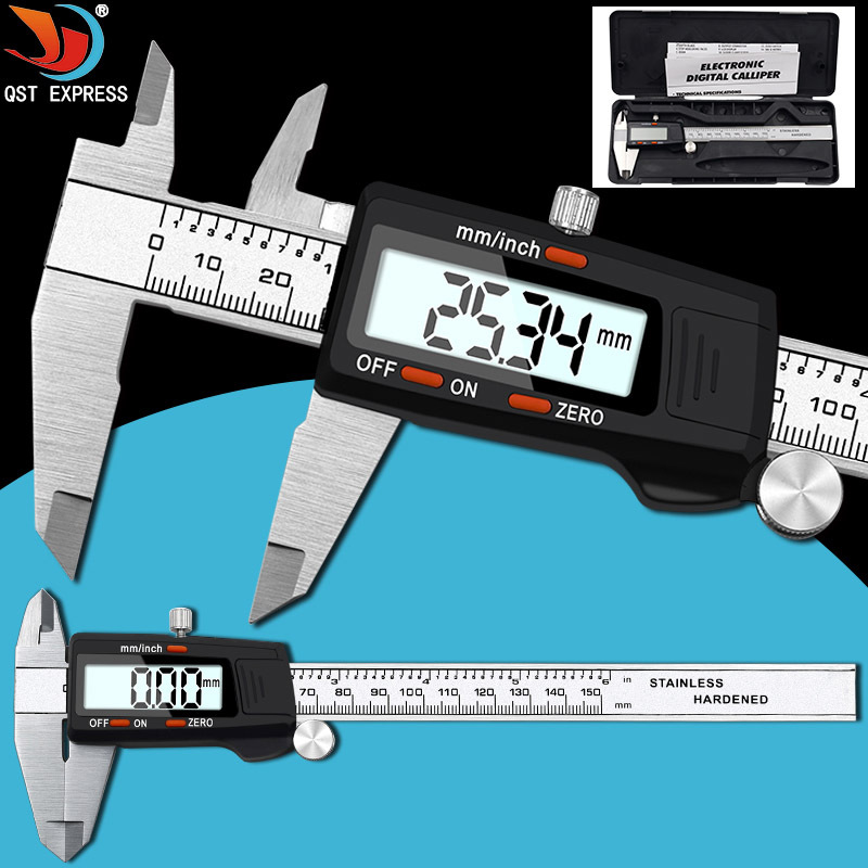 黑色塑料头不锈钢游标卡尺 0-150mm电子数显卡尺 内外径测量工具