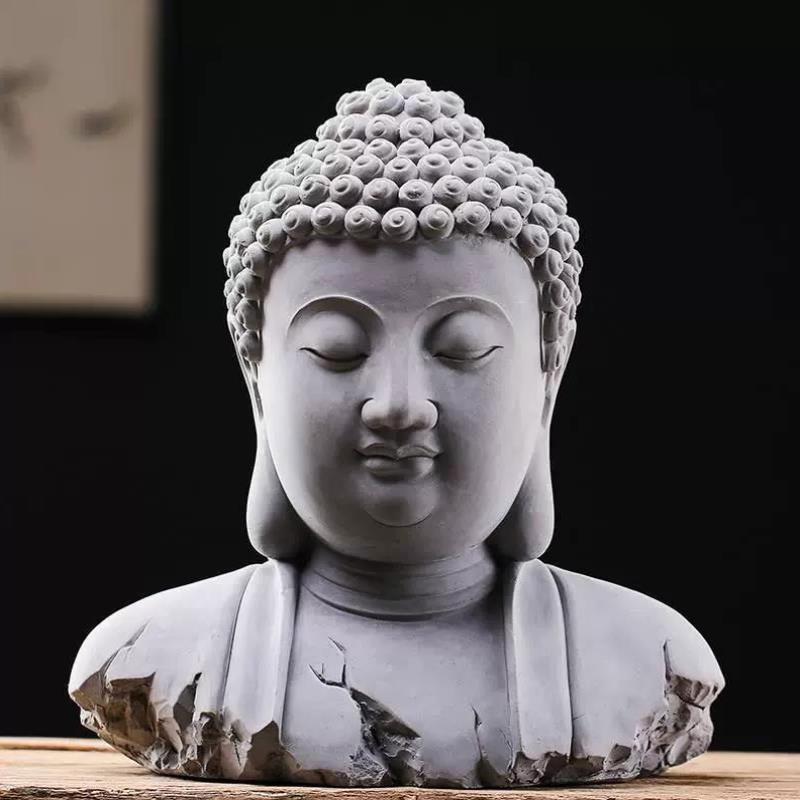 中式水泥释迦摩尼佛佛像半身佛头摆件庭院园艺摆设鱼缸造景装饰品
