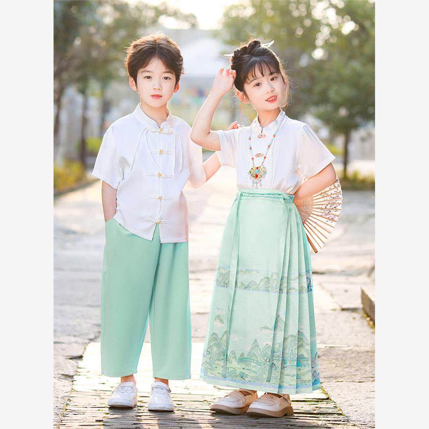 中国风服装马面裙套装男