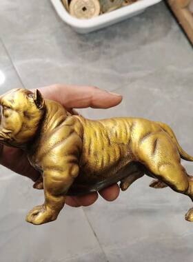 纯铜旺财小狗摆件装饰品沙皮狗斗牛犬家居装饰摆设动物模型大雕塑
