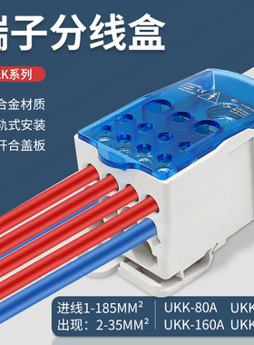 UKK80A125A160A250A400A单极分线盒接线端子排1进6出接线盒导轨式