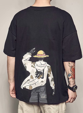 Summer men's anime short-sleeved T-shirt one piece Japanese