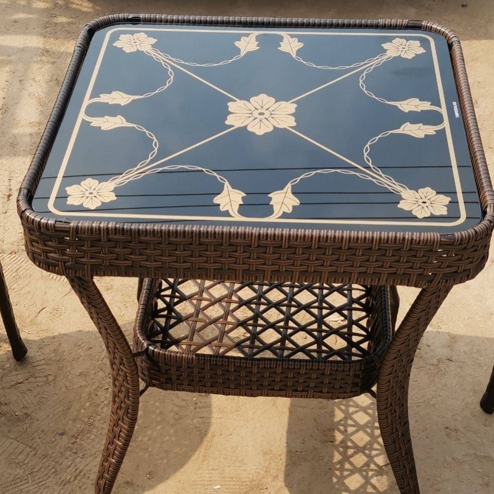 阳台小茶几方形小茶桌腾编小方桌藤编桌子简约圆桌编织休闲床头