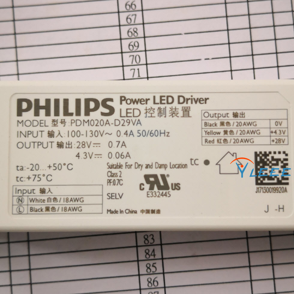输入电压AC100V-130V Power LED Driver MODEL:PDM020A-D29VA
