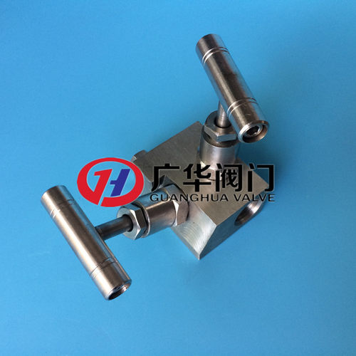 不锈钢内螺纹二阀组1/2NPTF带排污堵头EF-2W一字手柄双阀组针型阀