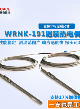 K型铠装wrnk-191热电偶E型J型热电偶探针温度传感器变送器4-20ma