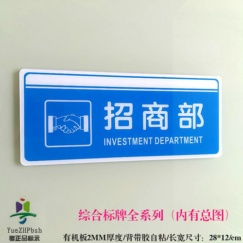 亚克力蓝底白字综合门牌