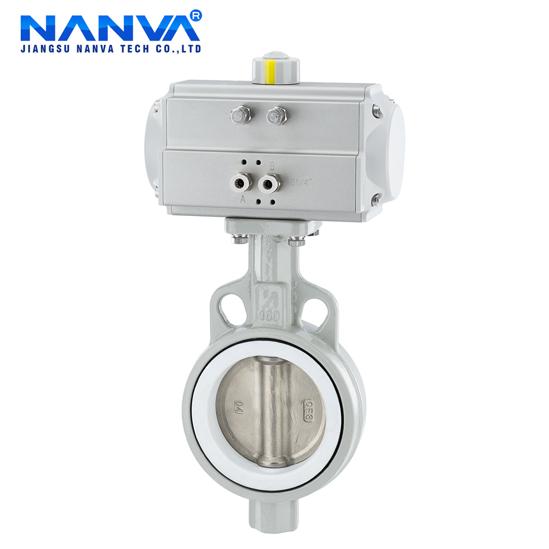 气动四氟密封对夹蝶阀防