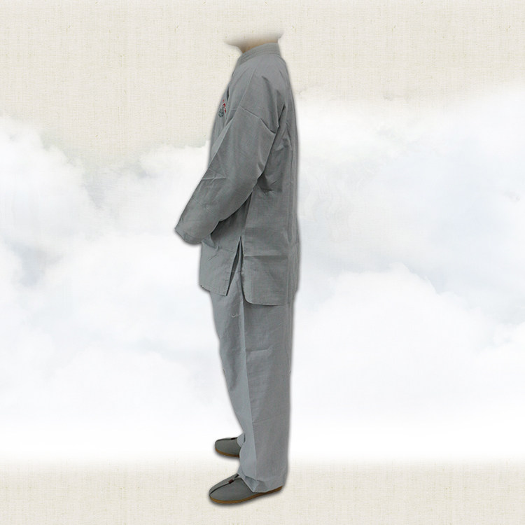 居士服男夏季禅修服家用出家人佛系服装立领衣服裤子涤棉套装