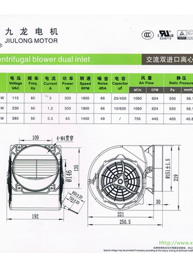 新款直销JS146A2E02-W双离心风机 中央空调 空气净化器风扇现货