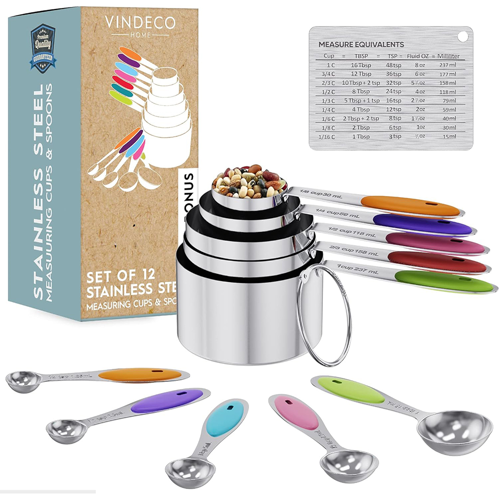 外贸单！品质一般！不锈钢烘焙量勺厨房计量勺控限盐勺量杯套装