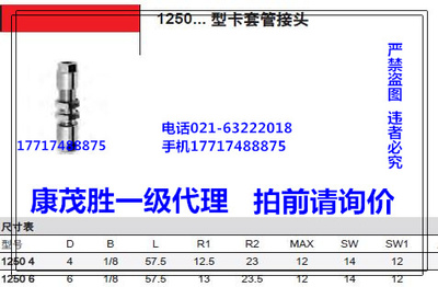 康茂胜康茂盛camozzi卡套管接头1250 4 1250 6 1250 8 1250 10