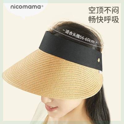 成人防晒帽草编设计轻盈