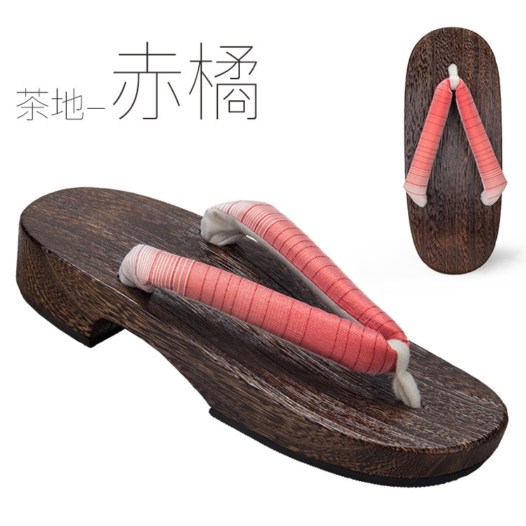 泊妮仕2018新款宽版女士茶烧和服木屐拖鞋人字拖33-40码和风cos