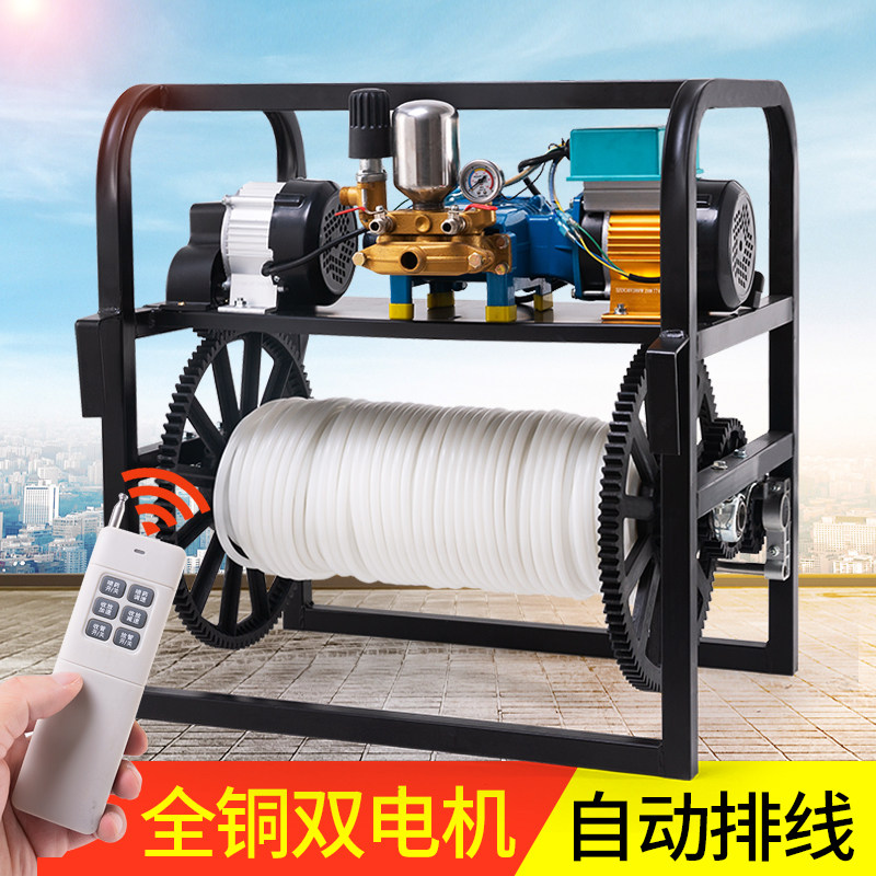 48v/60v双电机打药机自动收卷排管遥控电动车电瓶接口高压喷雾器