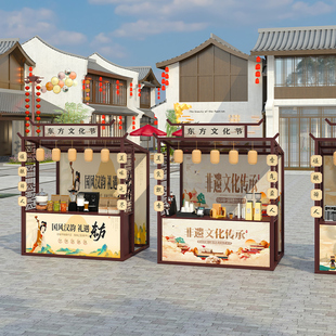 古风市集摊位展示架夜市万象城商业街帐篷美食节活动摆摊架镀锌铁